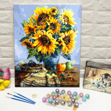 Paint by numbers on canvas sunflowers